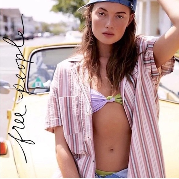We The Free Tops - We the free free people Poolside striped oversized button front lounge shirt xs